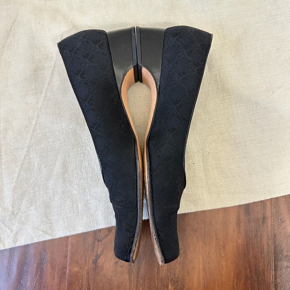 SALVATORE FERRAGAMO Slip-On Square Toe Pump Heels in Black Check Cloth - Picture 7 of 12